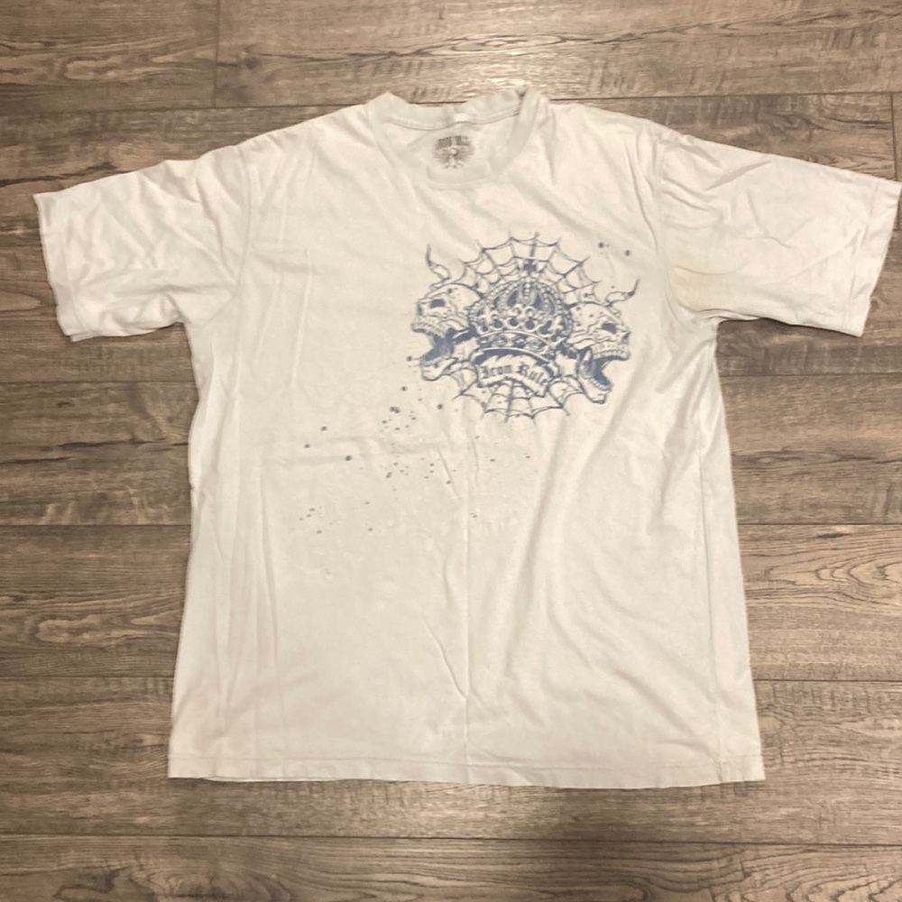 Iron rule men Y2K skulls tee shirt blue size M